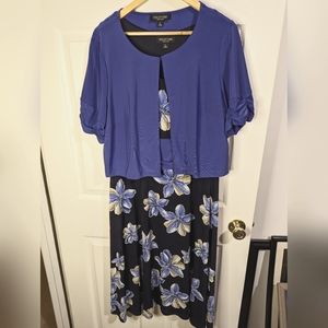 Perceptions periwinkle floral dress sleeveless with coverup size XL